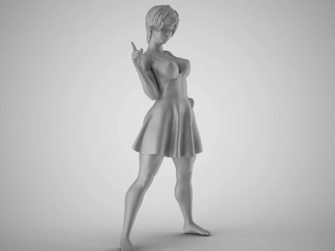 FingerGun Woman 3D Print Model