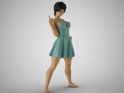 FingerGun Woman 3D Print Model
