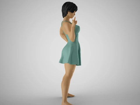 FingerGun Woman 3D Print Model