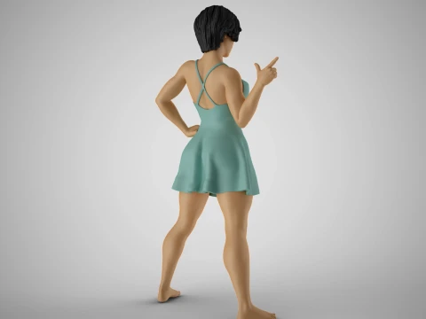 FingerGun Woman 3D Print Model