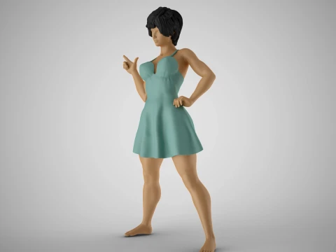 FingerGun Woman 3D Print Model
