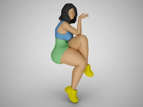 M&auml;dchen sitzt wie ein Penner 3D Druckmodell