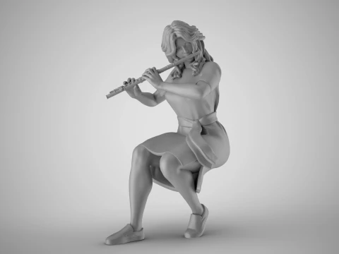 Woman Playing Flute 3D Print Model