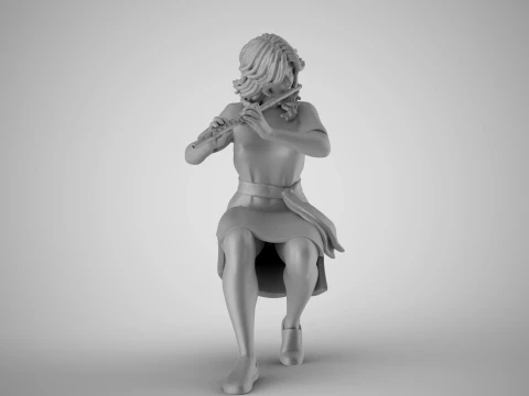 Woman Playing Flute 3D Print Model