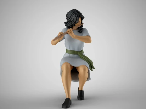 Woman Playing Flute 3D Print Model