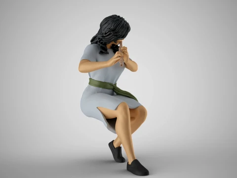 Woman Playing Flute 3D Print Model