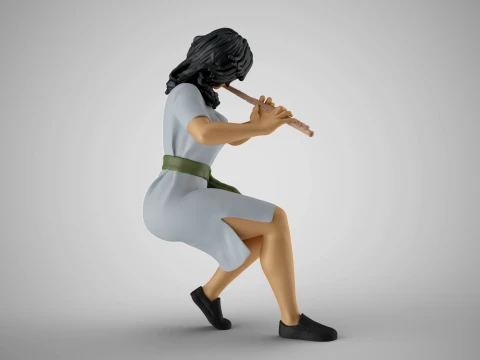 Woman Playing Flute 3D Print Model
