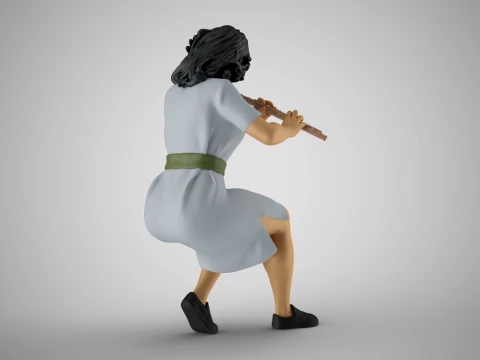 Woman Playing Flute 3D Print Model