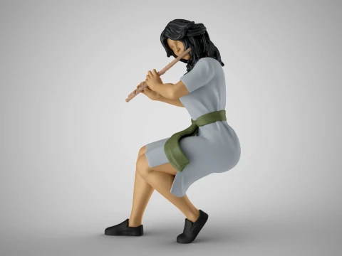 Woman Playing Flute 3D Print Model