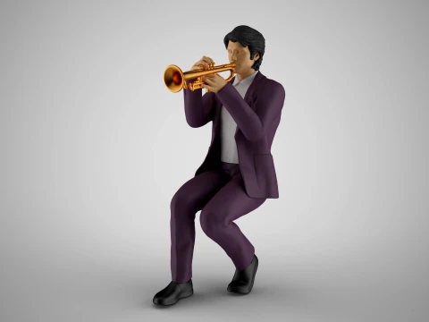 Man Playing Trumpet 3D Print Model