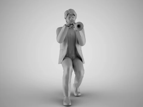トランペットを吹く男性 3Dプリントモデル