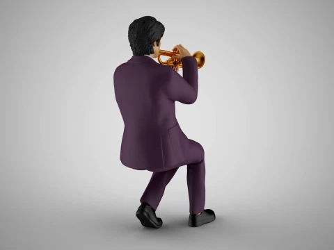 トランペットを吹く男性 3Dプリントモデル