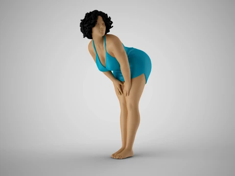다리에 손을 얹은 소녀 3D 프린트 모델