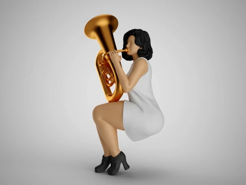 튜바를 연주하는 여자 3D 프린트 모델