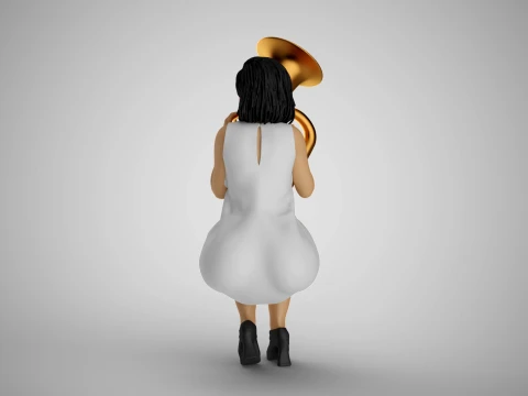 Woman Playing Tuba 3D Print Model