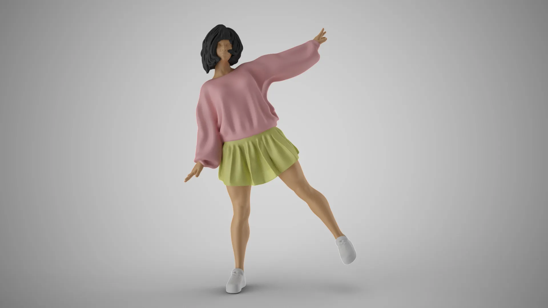 Girl in Balance 3D Print Model .c4d .max .obj .3ds .fbx .stl .blend 