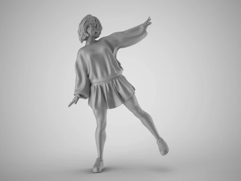 Girl in Balance 3D Print Model