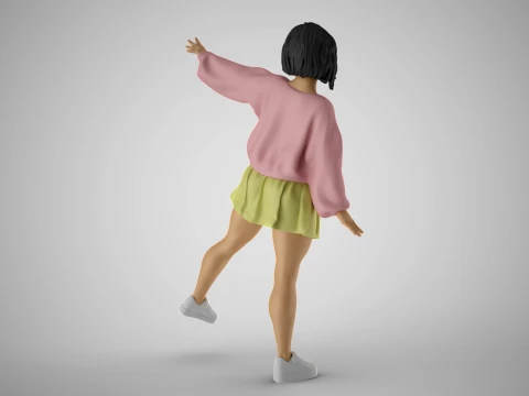 Girl in Balance 3D Print Model