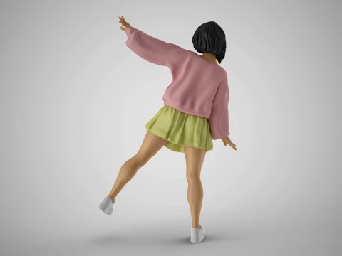 Girl in Balance 3D Print Model