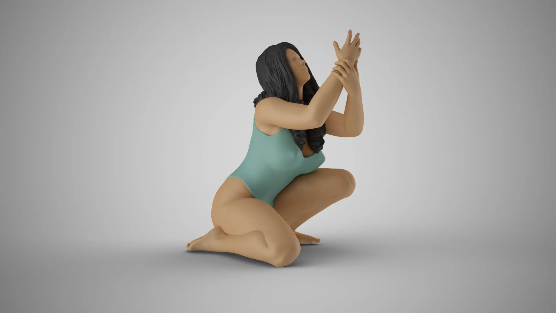Begging Woman 3D Print Model .c4d .max .obj .3ds .fbx .stl .blend 