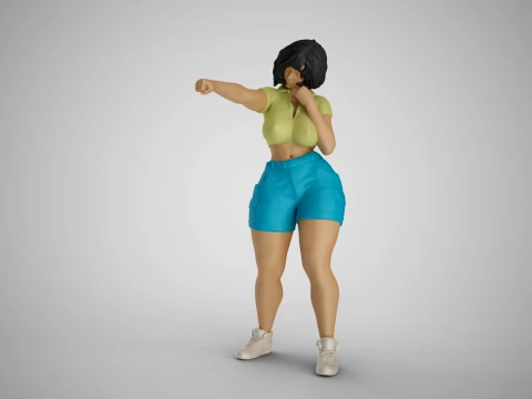 길거리 싸움꾼 소녀 3D 프린트 모델