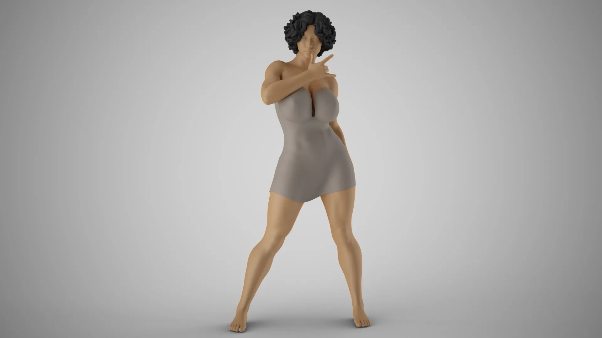 Confident Girl 3D Print Model .c4d .max .obj .3ds .fbx .stl .blend 