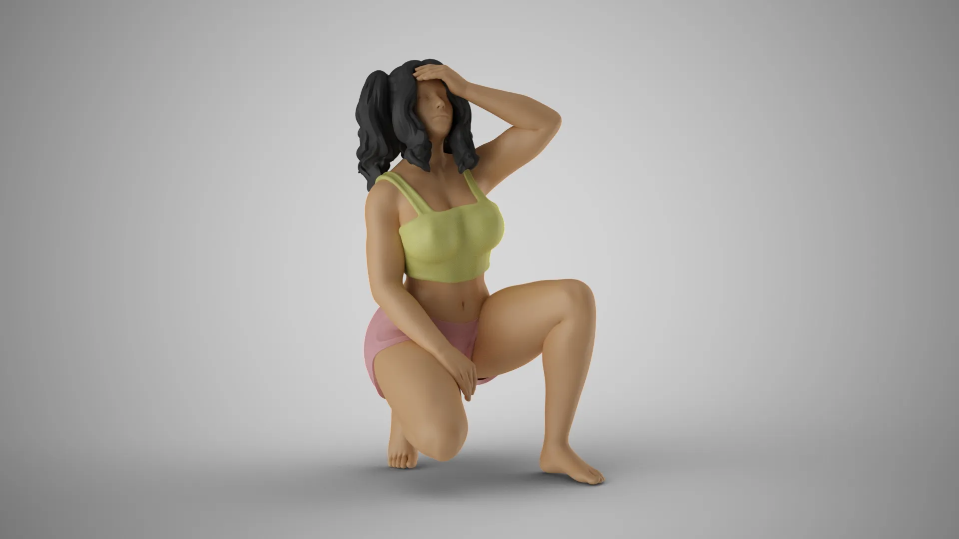 Girl Holding her Head 3D Print Model .c4d .max .obj .3ds .fbx .stl .blend 