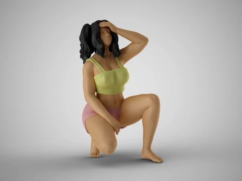 頭を抱える女の子 3Dプリントモデル