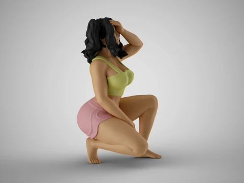Girl Holding her Head 3D Print Model