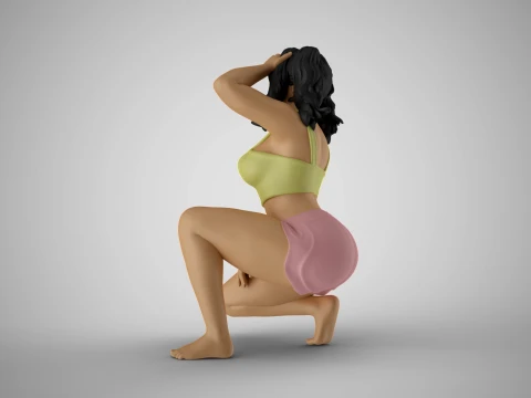 Girl Holding her Head 3D Print Model