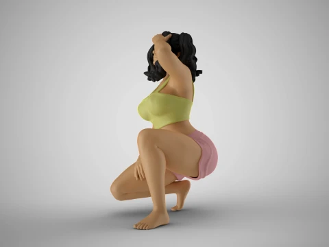 Girl Holding her Head 3D Print Model