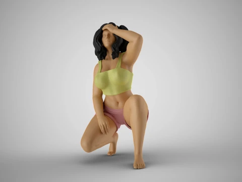 Girl Holding her Head 3D Print Model