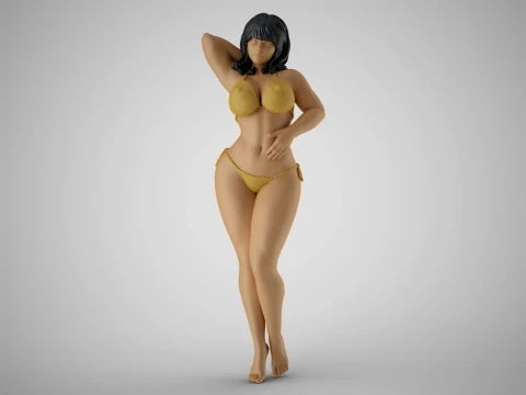 お腹に手を当てている女性 3Dプリントモデル