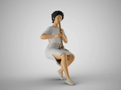クラリネットを演奏する女性 3Dプリントモデル
