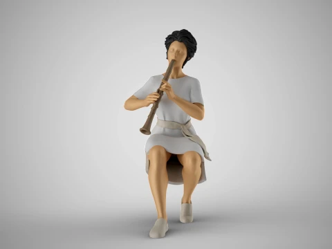 Woman Playing Clarinet 3D Print Model