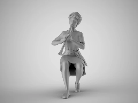 Woman Playing Clarinet 3D Print Model
