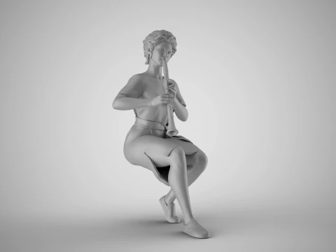 Woman Playing Clarinet 3D Print Model