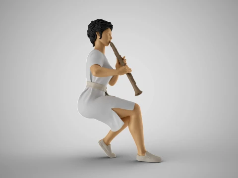 Woman Playing Clarinet 3D Print Model