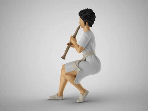 Woman Playing Clarinet 3D Print Model