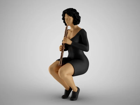 クラリネットを演奏する女性 2 3Dプリントモデル