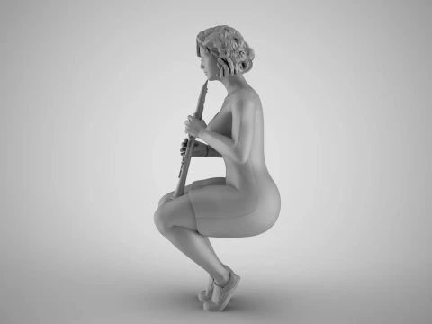 Woman Playing Clarinet 2 3D Print Model