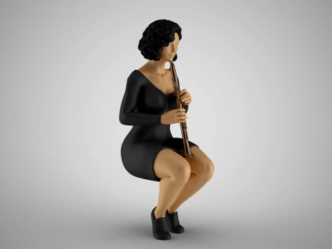 Woman Playing Clarinet 2 3D Print Model