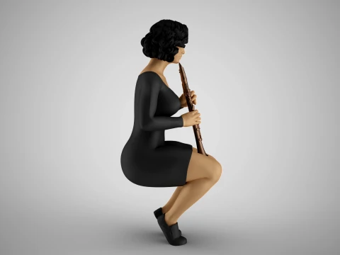 Woman Playing Clarinet 2 3D Print Model