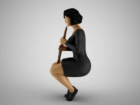 Woman Playing Clarinet 2 3D Print Model