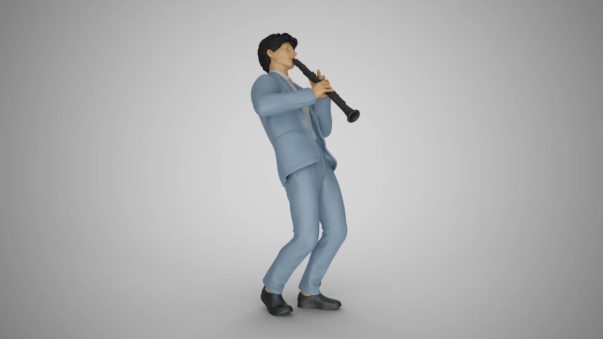 Man Playing Clarinet 3D Print Model .c4d .max .obj .3ds .fbx .stl .blend 