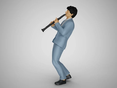 Man Playing Clarinet 3D Print Model