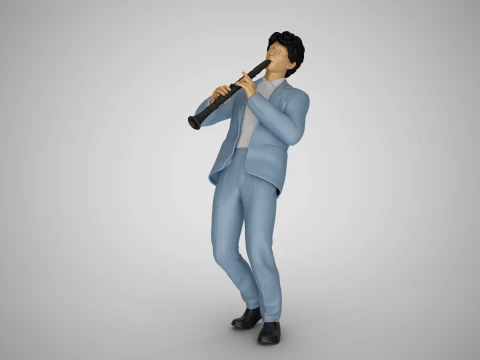 Man Playing Clarinet 3D Print Model