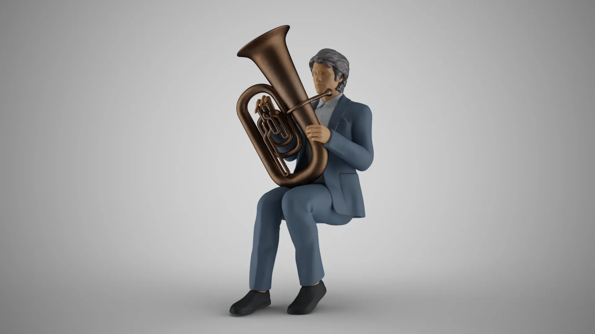 Man Playing Tuba 3D Print Model .c4d .max .obj .3ds .fbx .stl .blend 