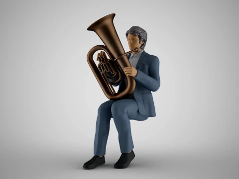 Tuba Oynayan Adam 3D Baskı Modeli