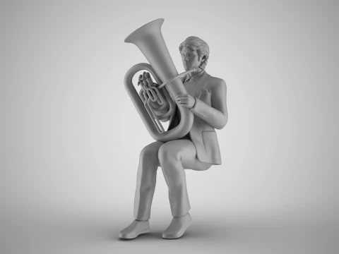 Man Playing Tuba 3D Print Model